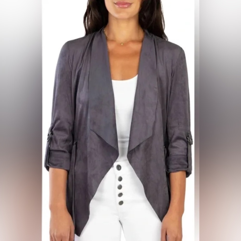 Kut from the Kloth Women's Grayish Blue Light Jacket Size Small Faux Suede